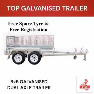 8x5 Tandem Trailer with Cage (600mm) Galvanised Box Trailer 2000kg ATM
