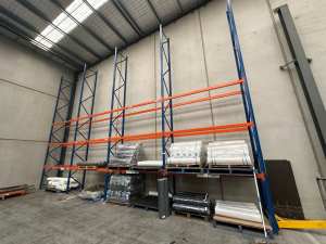 4 Bays 3 Tiered Adjustable Pallet Racking each Approx 7m High