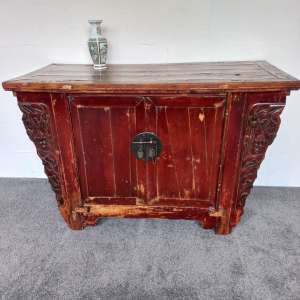 Antique Oriental Chinese Elm Altar Table, Hall Cabinet, Console Table.