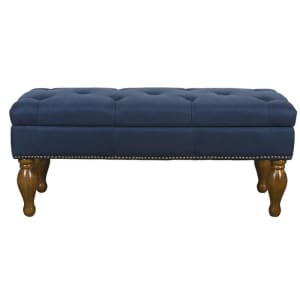 Navy Blue Linen & Birch Tufted Top Storage Bench - Cash on Pickup Only