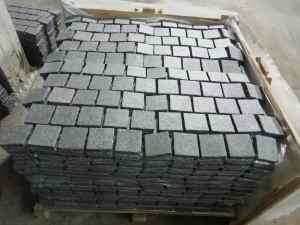 Raven Black flamed granite cobblestones 500x500x20mm/sheet