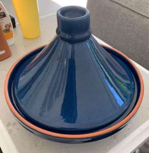 Vue blue ceramic terracotta tagine - brand new