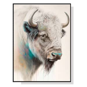 70cmx100cm Great White Buffalo Black Frame Canvas Wall Art ...