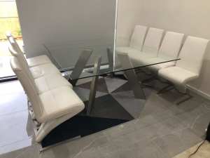 Square glass top dining table