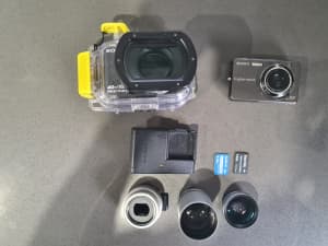 Sony DSC-W300 Camera Underwater Case Wide Angle Lens Zoom Lens