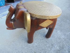 Timber and Brass Elephant Stool