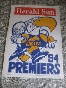 WEST COAST EAGLES WEG 1994 Premiers Poster (ORIGINAL) FREE POSTAGE