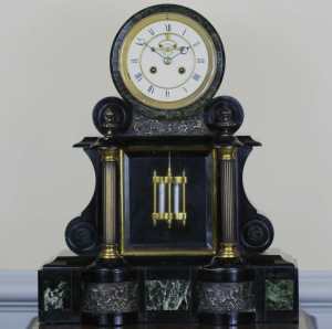 French Marble / Slate Clock Mercury Pendulum C.1880
