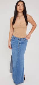 Perfect Stranger Denim Split Maxi Skirt (Brand New with tags) Size 12