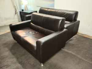 Free Delivery Genuine Leather 2 plus 3 Seater Sofa Lounge Couch 