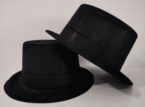 2 x Black Felt Soft Plastic Top Hats Birthday Party Magician Costume 