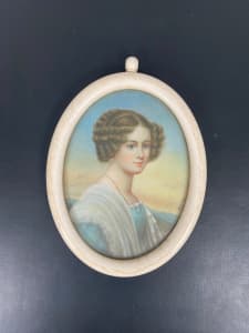 French Empire Ivory Miniature Portrait, Emma Dupuy-Laurent circa 1830