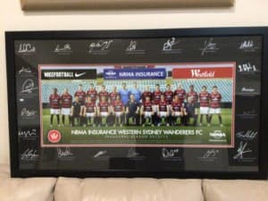 WSW Western Sydney Wanderers******2013 A-League signed framed picture