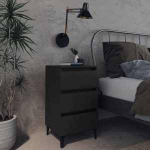 Pendlebury Bed Cabinet with Metal Legs Black 40x35x69 cm...