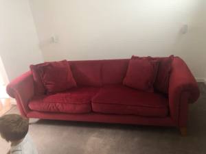 2.5 Seater Red Velvet Lounge Excellent Condition