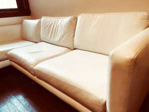 Beautiful White Leater Couch - 3 seater