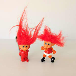 Vintage 1992 Croner Troll Doll Bundle x2 Devil & Rollerblades Red Hair