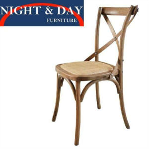 Barista Dining chair Commercial Cross Back Rattan Seat Natural oak