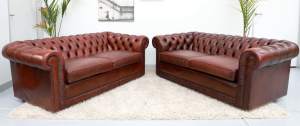 FREE DELIVERY-Genuine Leather CHESTERFIELD 3 seater MORAN SOFAx2