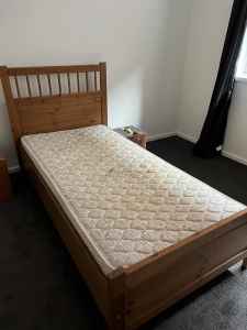 Timber Single bed frame & mattress