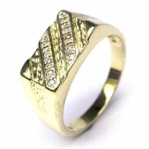 9ct Yellow Gold Mens Ring With Stone Size V 754797