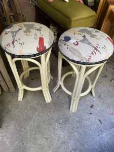 Pair of lovely cane stools, deception Bay