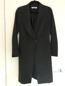 BIANCA SPENDER Grey 3/4 Women's Coat Size 10 - Zip feature wide lapel