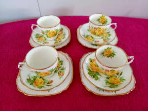 Royal Albert Tea Rose No 839056 Cup Saucer Plate Set x 4