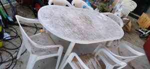 Outdoor White plastic table and chairs