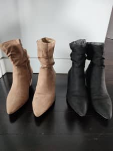 London Rebel Black plus Tan Womens Boots (2 pairs) size 8