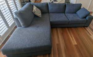 Sofa - fabric - chaise lounge x 3 seater