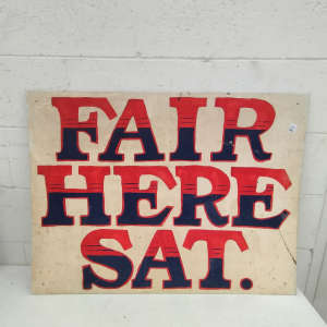 Vintage Fair sign. ( Not metal) . Size in pics. 