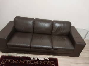 Italian Leather 3 2 Seater Sofa and A Solid Timber Coffee Table