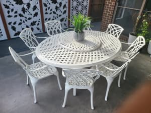 Solid Metal Outdoor table set with 8 chairs 