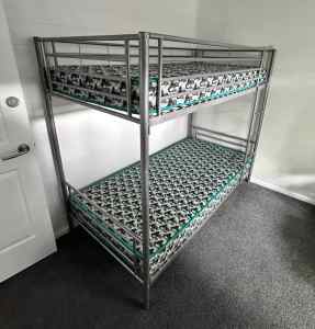 NEAR-NEW Single bunk bed with two mattresses