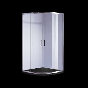 90 x 90cm Chrome Rounded Sliding 6mm Curved Shower Screen with Black