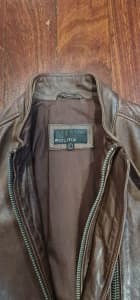 Leather Brown Politix Jacket - Large Size- Large Size