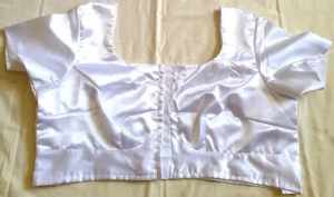 Indian Plain Satin Saree Blouse - White (BL94) - Online or Pickup