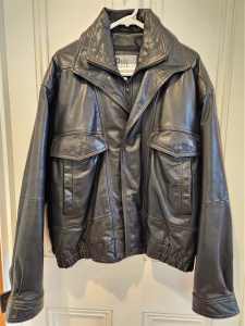 Leather Jacket - Large size Vintage Jacket in heavy Leather.