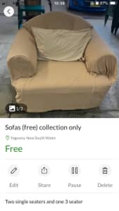 Free sofas collection only