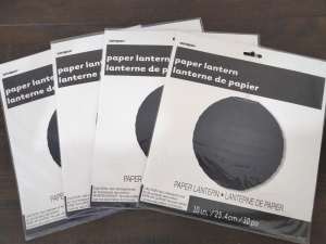 4 x Black Round Party Paper Lanterns 25 cm $5