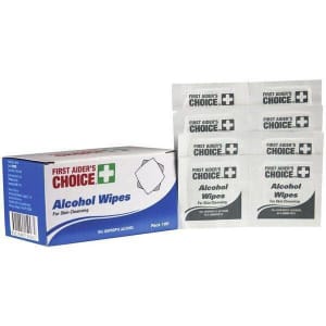 2 x First Aiders Choice 70% Isopropyl Alcohol Wipes 100 Pack