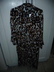 new with tag size 14 leopard print long button up shirt