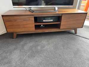 TV unit 140cm, solid rubber wood. Walnut finish