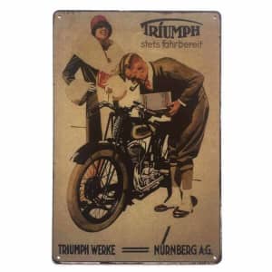 Triumph Nurnberg Tin Sign - British Motorcycle Bike Man Cave 30x20cm