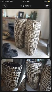 Hampton style Wicker vase baskets over 1 metre at all