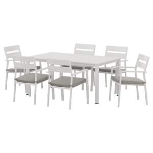 Gardeon Outdoor Dining Set 7 Piece Aluminum Table Chairs Setting Whit