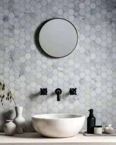 Carrara Marble Designer Mosaic Tiles - kitchen bathroom Splash back