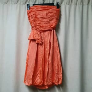Third Millenium Orange Silk Strapless Dress Size 8