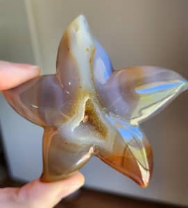 Natural 91.9mm Sugar Agate Gem Stone Starfish Star Support Energy